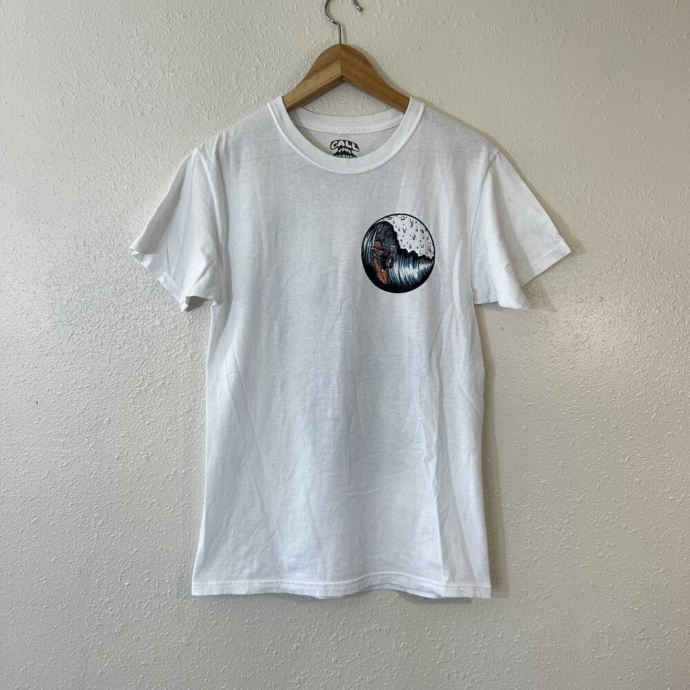 Call Your Mother Surfing Grim Reaper Ride Waves Graphic Tee T Shirt Size Small
